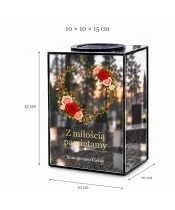 Znicz lustrzany solarny LED – Wieniec róż w kształcie serca - widok produktu
