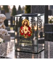 Znicz lustrzany solarny LED – Najświętsze Serce Jezusa - widok produktu