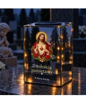 Znicz lustrzany solarny LED – Najświętsze Serce Jezusa - widok produktu