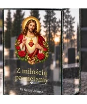 Znicz lustrzany solarny LED – Najświętsze Serce Jezusa - widok produktu
