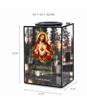 Znicz lustrzany solarny LED – Najświętsze Serce Jezusa - widok produktu