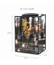 Znicz lustrzany solarny LED – Gałązka pamięci dla babci - widok produktu