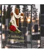 Znicz lustrzany solarny LED – Drewniany krzyż z różą - widok produktu