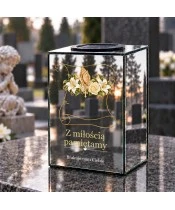 Znicz lustrzany solarny LED – Lilie i róże na pergaminie - widok produktu