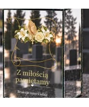 Znicz lustrzany solarny LED – Lilie i róże na pergaminie - widok produktu