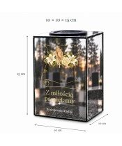 Znicz lustrzany solarny LED – Lilie i róże na pergaminie - widok produktu