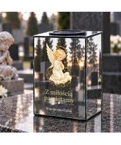 Znicz lustrzany solarny LED – Modlący się aniołek - widok produktu
