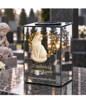 Znicz lustrzany solarny LED – Pamięci ukochanego kota - widok produktu