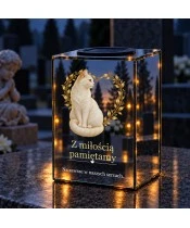 Znicz lustrzany solarny LED – Pamięci ukochanego kota - widok produktu