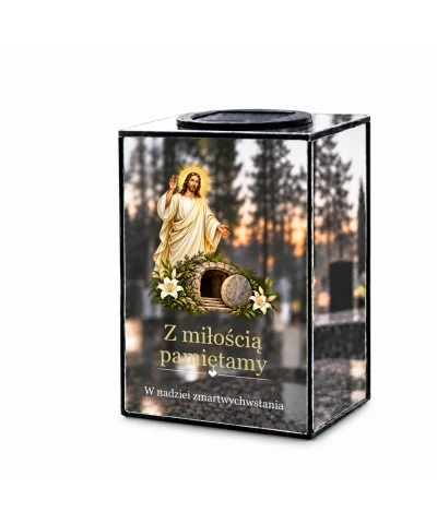 Znicz lustrzany solarny LED – Zmartwychwstanie - widok główny