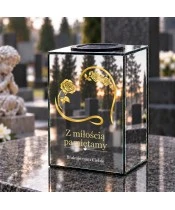 Znicz lustrzany solarny LED – Róża pamięci - widok produktu
