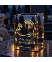 Znicz lustrzany solarny LED – Róża pamięci - widok produktu