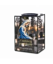 Znicz lustrzany solarny LED – Maryja w modlitwie - widok główny