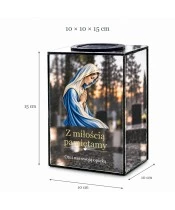 Znicz lustrzany solarny LED – Maryja w modlitwie - widok produktu
