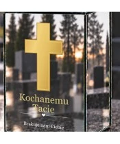 Znicz lustrzany solarny LED – Dla Taty – Krzyż pamięci - widok produktu