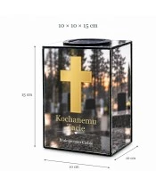 Znicz lustrzany solarny LED – Dla Taty – Krzyż pamięci - widok produktu