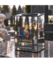 Znicz lustrzany solarny LED – Maryja witrażowa - widok produktu