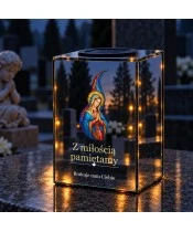 Znicz lustrzany solarny LED – Maryja witrażowa - widok produktu