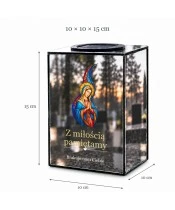 Znicz lustrzany solarny LED – Maryja witrażowa - widok produktu