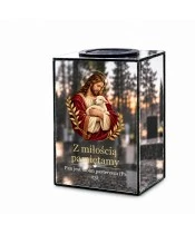 Znicz lustrzany solarny LED – Dobry Pasterz - widok główny
