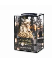 Znicz lustrzany solarny LED – Maryja wśród róż - widok główny