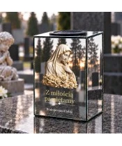 Znicz lustrzany solarny LED – Maryja wśród róż - widok produktu