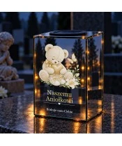 Znicz lustrzany solarny LED – Miś — pamięć o dziecku - widok produktu