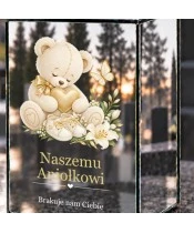 Znicz lustrzany solarny LED – Miś — pamięć o dziecku - widok produktu