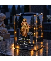 Znicz lustrzany solarny LED – Jezus Miłosierny sepia - widok produktu