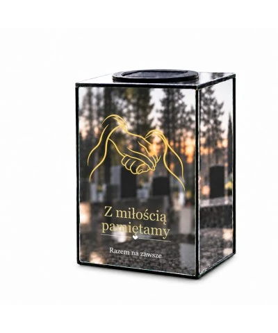 Znicz lustrzany solarny LED – Splecione dłonie - widok główny