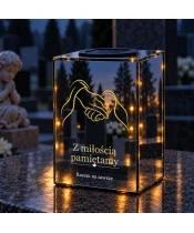 Znicz lustrzany solarny LED – Splecione dłonie - widok produktu