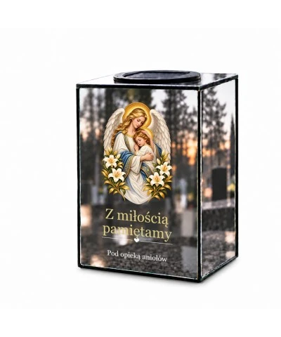 Znicz lustrzany solarny LED – Anioł Stróż - widok główny