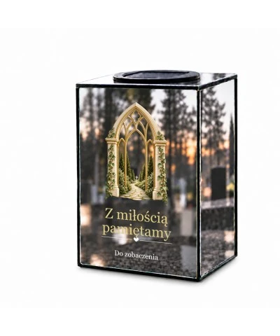 Znicz lustrzany solarny LED – Gotycka brama - widok główny