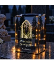 Znicz lustrzany solarny LED – Gotycka brama - widok produktu