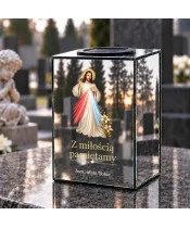 Znicz lustrzany solarny LED – Jezu ufam Tobie - widok produktu