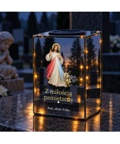 Znicz lustrzany solarny LED – Jezu ufam Tobie - widok produktu