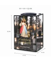 Znicz lustrzany solarny LED – Jezu ufam Tobie - widok produktu