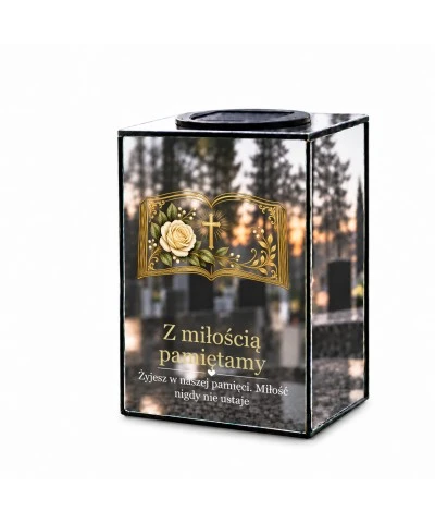 Znicz lustrzany solarny LED – Otwarta księga pamięci - widok główny