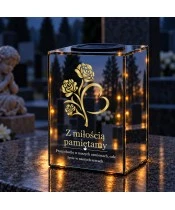 Znicz lustrzany solarny LED – Kwiaty serce - widok produktu