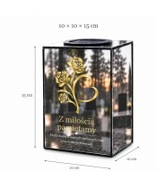 Znicz lustrzany solarny LED – Kwiaty serce - widok produktu