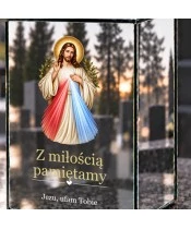 Znicz lustrzany solarny LED – Jezus Miłosierny z gałązkami oliwnymi - widok produktu