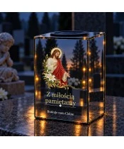 Znicz lustrzany solarny LED – Jezus z liliami - widok produktu