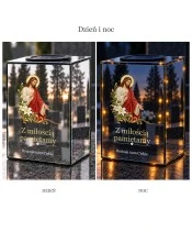 Znicz lustrzany solarny LED – Jezus z liliami - widok produktu