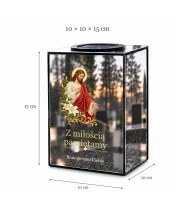 Znicz lustrzany solarny LED – Jezus z liliami - widok produktu
