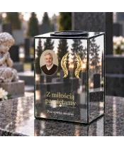 Znicz lustrzany solarny LED – Skrzydła pamięci ze zdjęciem - widok produktu