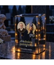 Znicz lustrzany solarny LED – Skrzydła pamięci ze zdjęciem - widok produktu