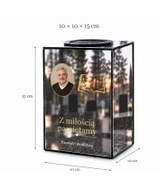 Znicz lustrzany solarny LED – Księga z różańcem i liliami ze zdjęciem - widok produktu