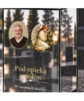 Znicz lustrzany solarny LED – Modlący się anioł ze zdjęciem - widok produktu