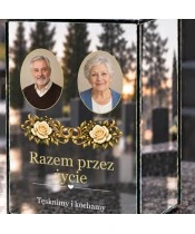 Znicz lustrzany solarny LED – Róże i obrączki — dwa zdjęcia - widok produktu