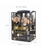 Znicz lustrzany solarny LED – Róże i obrączki — dwa zdjęcia - widok produktu